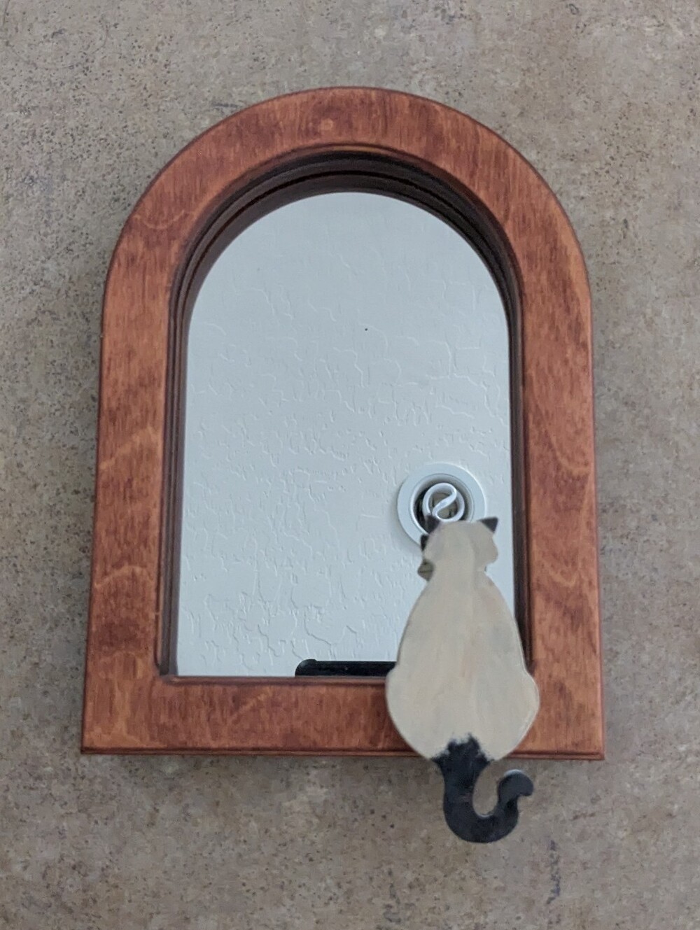 Vtg 1996 Judy Rand Handpainted Wood Cat Reflections Arched Wall Mirror Whimsical